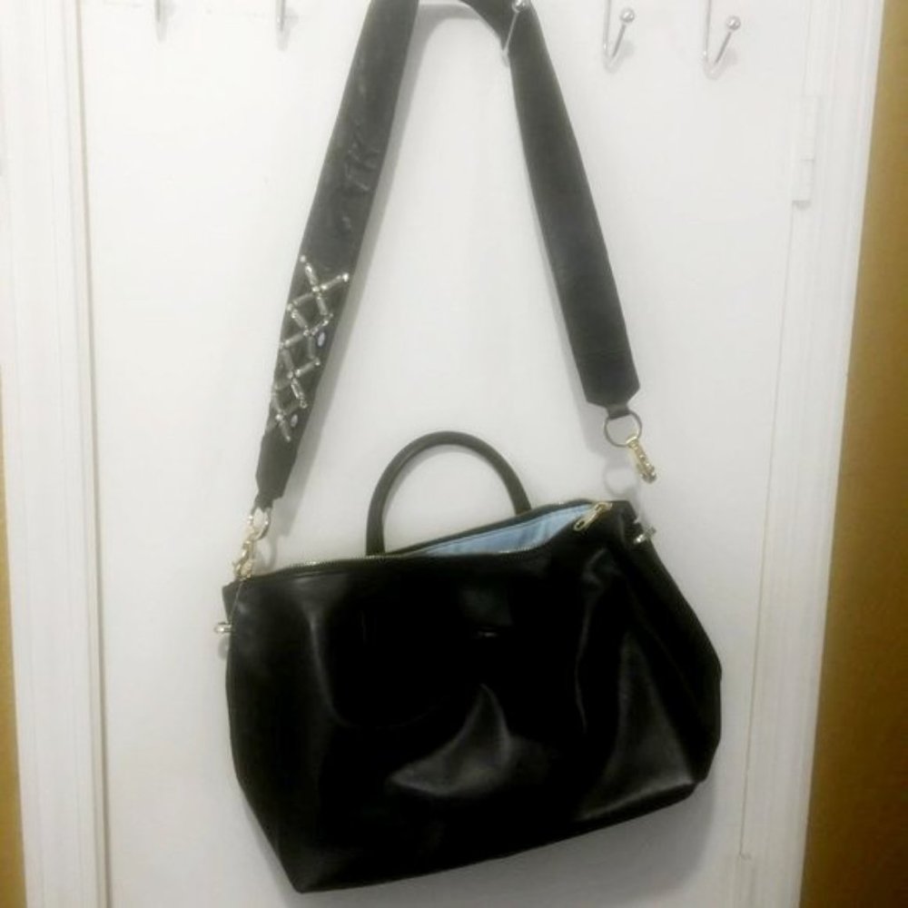 NEW Cynthia Rowley shiny gem embellished strap convertible tote satchel bag